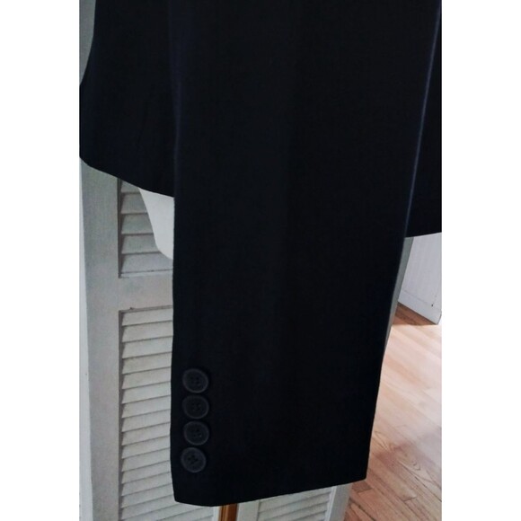 Chaps Women's Silk & Cotton Blend Blazer with Ruffle Neckline Size 12 Navy Blue - Picture 7 of 14